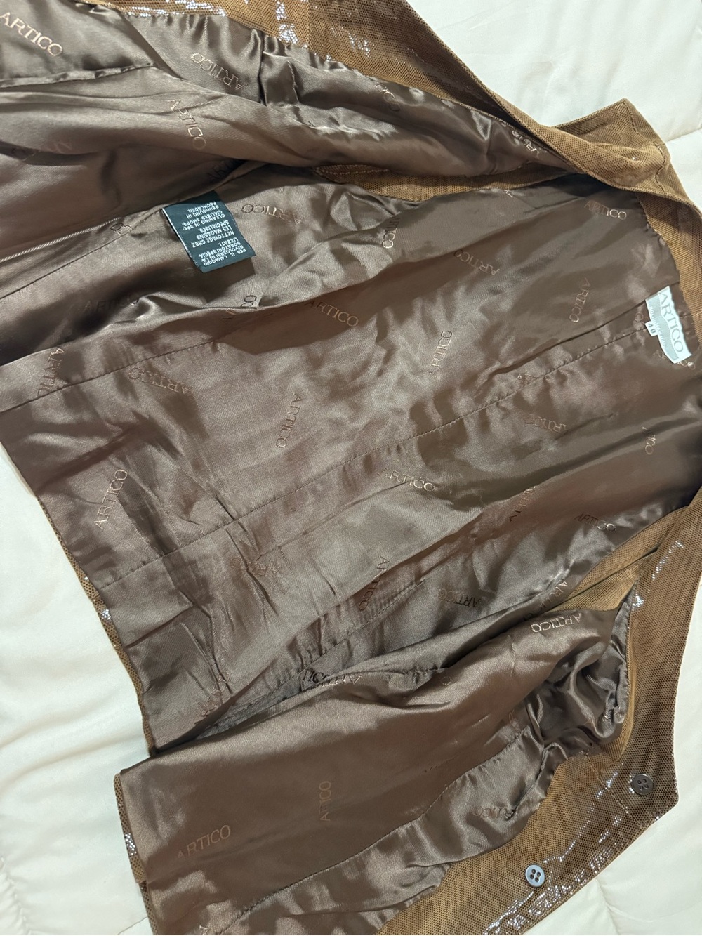 Artico brown leather button down vest - Picture 5 of 9